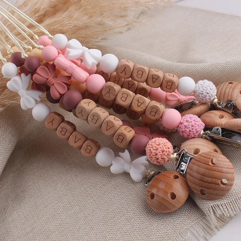 Personalized Baby Pacifier Clip with Silicone Beads