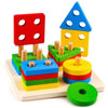 Wooden Shape Sorter & Stacking Toy for Toddlers