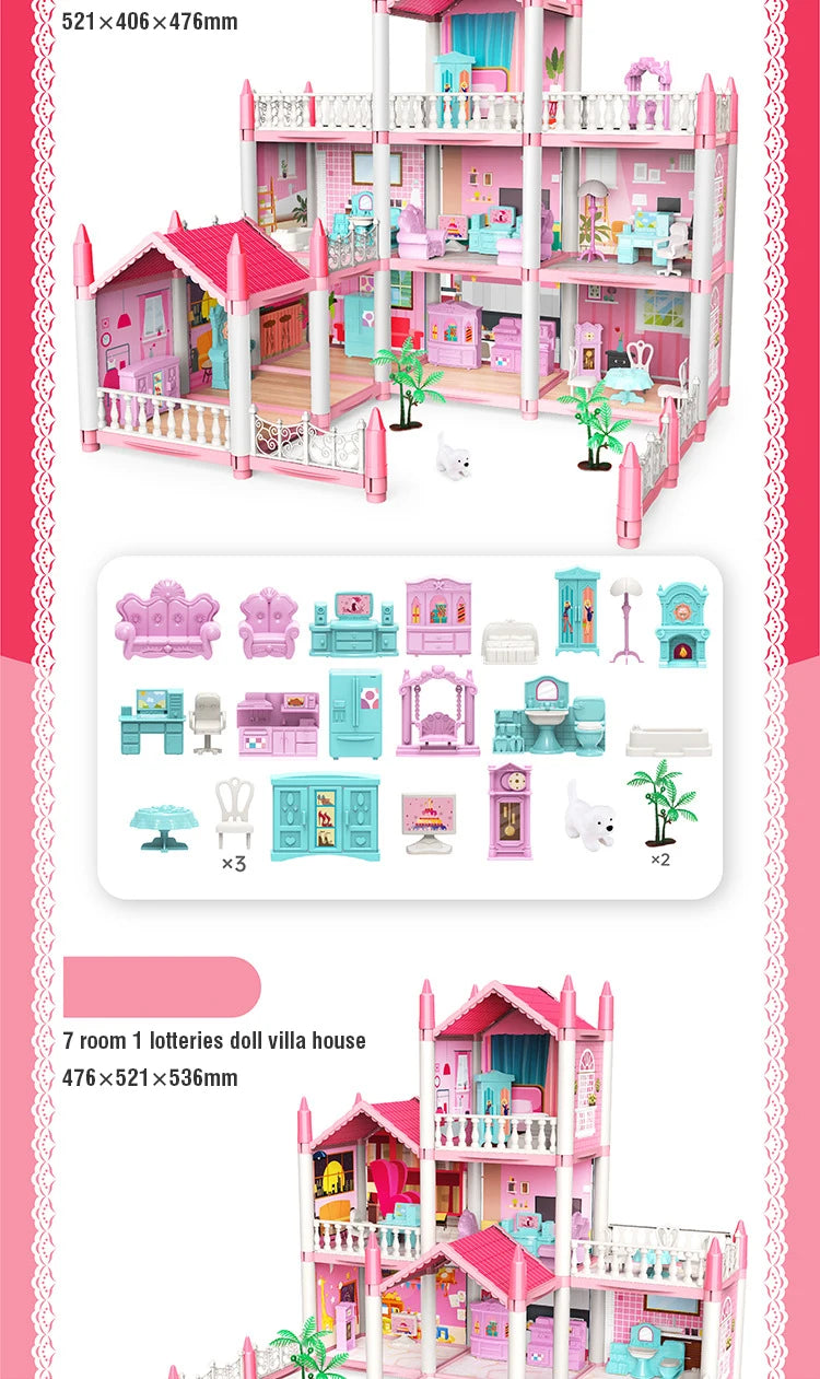 Dream Villa Dollhouse Playset with Furniture for Kids