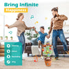 A family is playing with an interactive talking cactus toy that features music, dance, and voice recording.