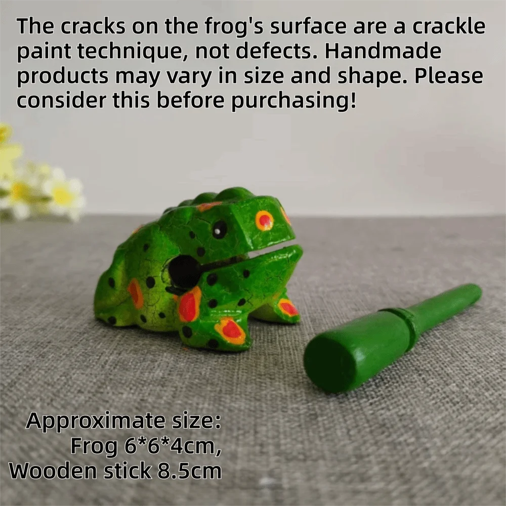 Handcrafted Wooden Frog Guiro Rasp Percussion Instrument