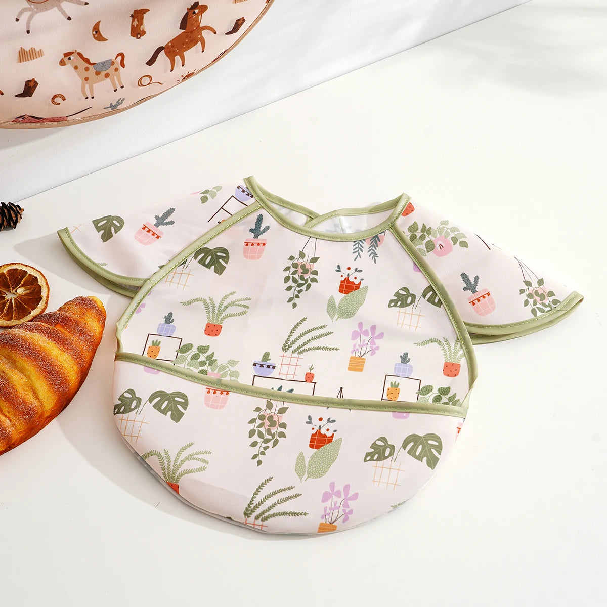 Waterproof Adjustable Baby Bib with Catch Pocket