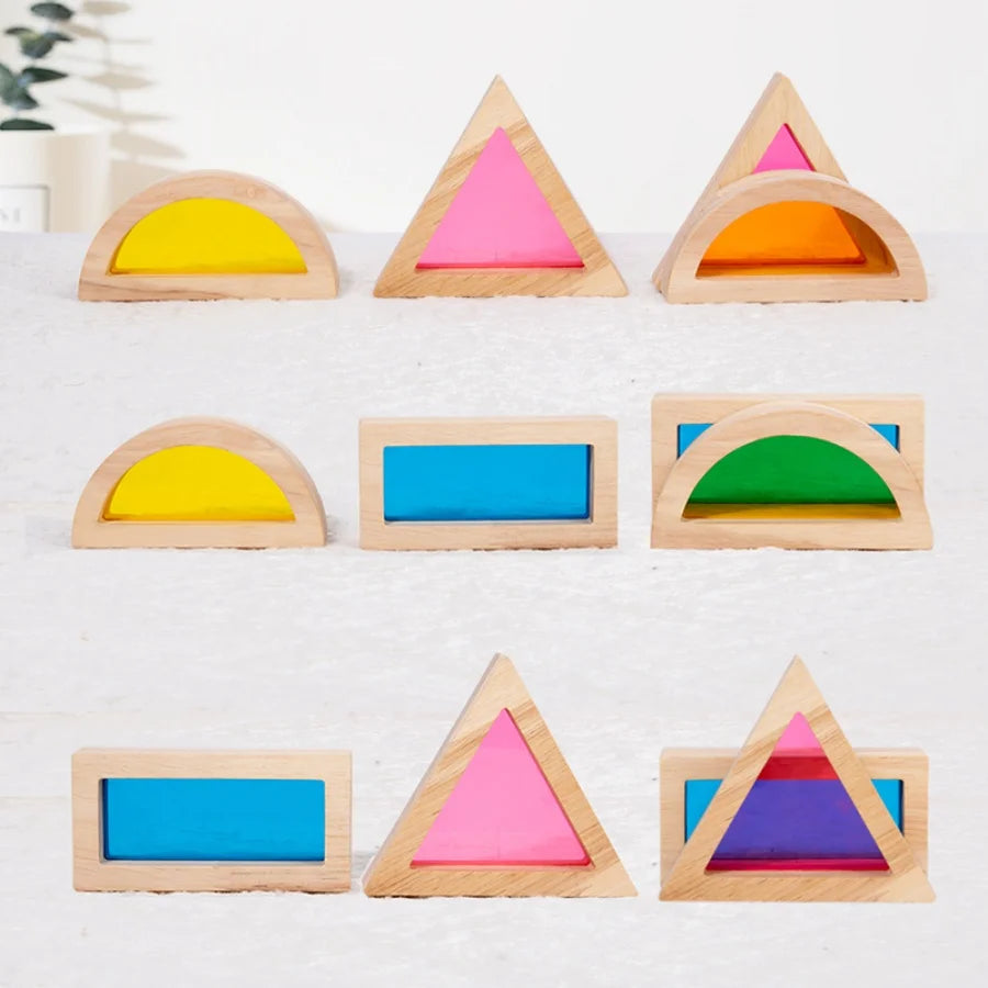 Rainbow Wooden & Acrylic Building Blocks for Creative Play