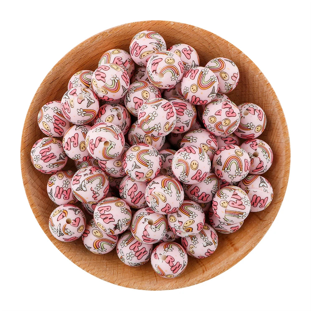 Pink Silicone Round Beads for DIY Jewelry Making