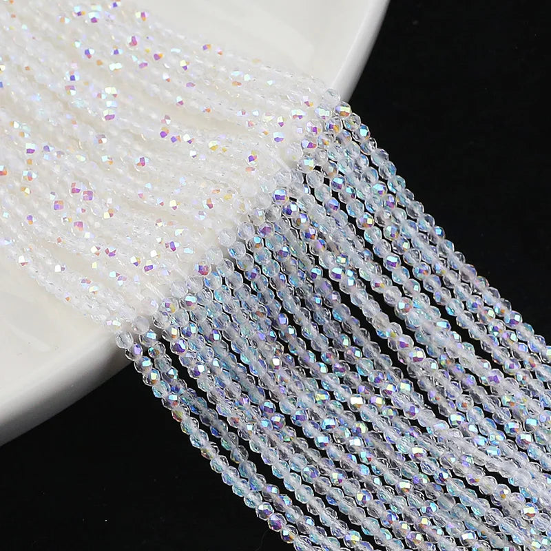 2mm Austrian Crystal Spacer Beads – White AB Finish
