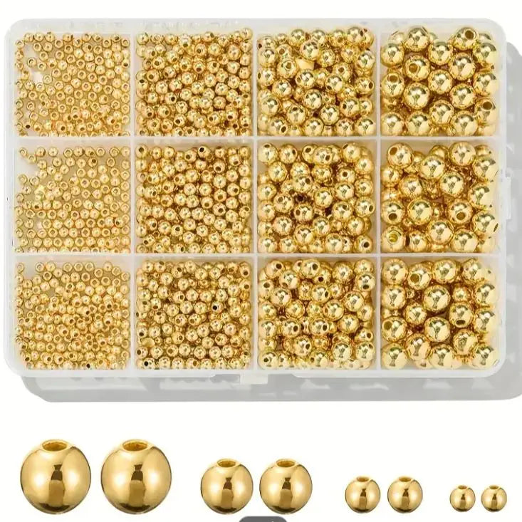 Gold & Silver Round Bead Assortment for DIY Jewelry Making