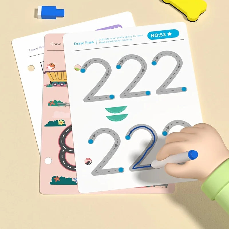 Reusable Magic Tracing Workbook with Pen & Eraser