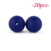 Two dark blue silicone beads are shown against a white background, indicating a set of 20 pieces.