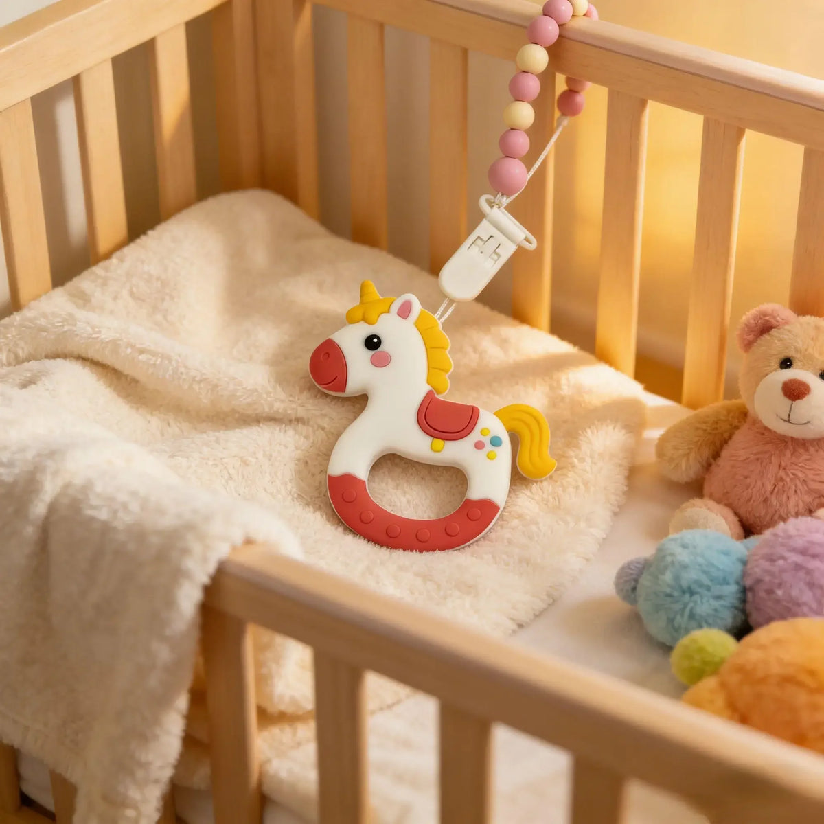 Cartoon Animal Silicone Baby Teether with Pacifier Clip