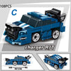 A blue police helicopter and SWAT carrier vehicle building blocks set shown in various views.