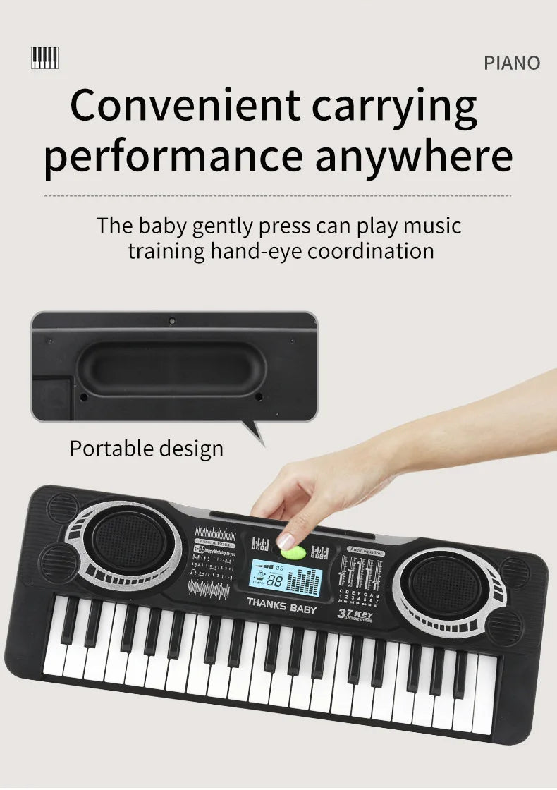 37-Key Electronic Keyboard Piano for Kids with LED Display