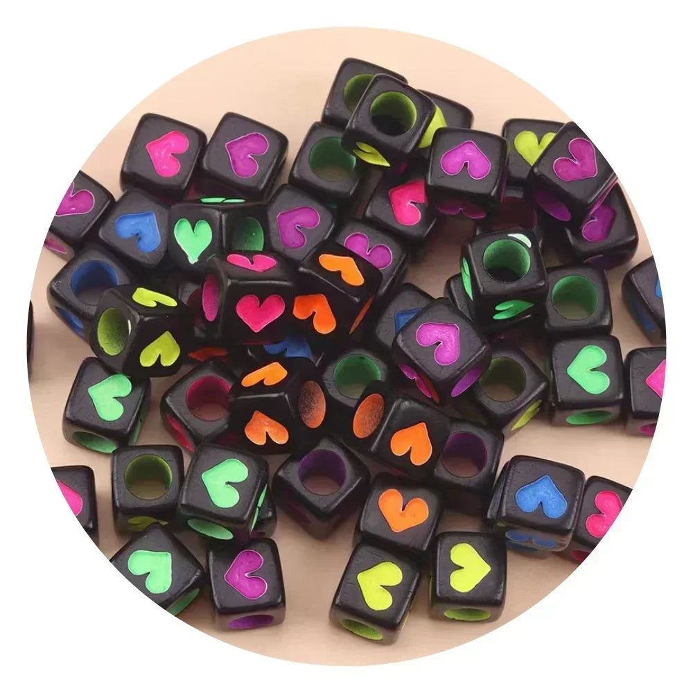 Acrylic Alphabet Beads for Jewelry Making - Mixed Letter Cubes