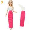 Fashion Doll Outfit Set – Wave Point Dress & Denim Grid Skirt for 11.5–12 Inch Dolls