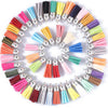 A circular arrangement of mixed color velvet tassels for DIY jewelry and decor
