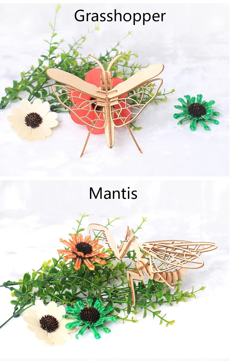 Wooden 3D Insect Puzzle Kit – Butterfly, Bee, Scorpion & More