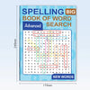 A book titled Spelling Big Book of Word Search Advanced with a blue and orange cover featuring word search puzzles.