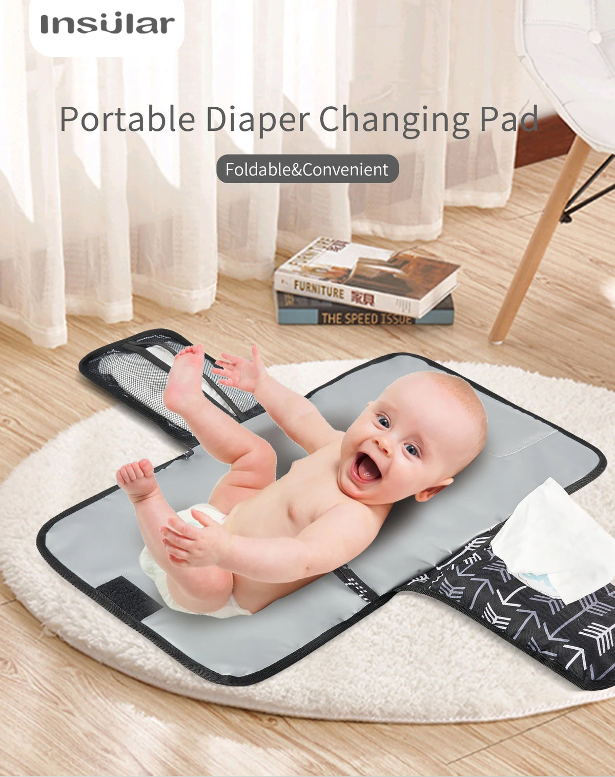 Foldable Waterproof Baby Changing Pad with Travel-Friendly Design