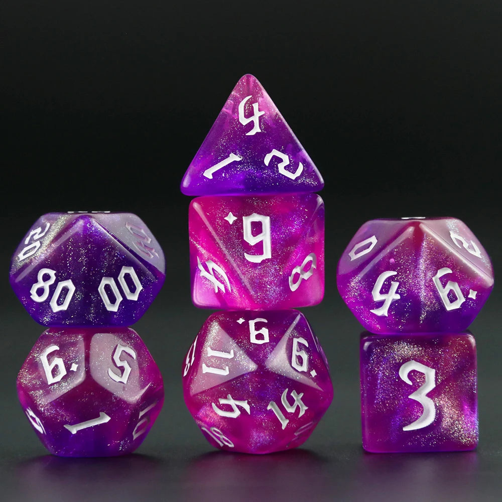 Iridescent Glitter Dice Set for D&D and Tabletop RPGs