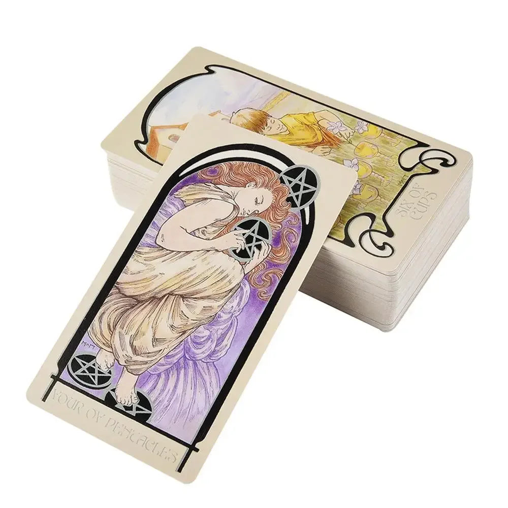 A stack of Ethereal Visions Tarot cards showing illustrated cards for divination and reflection.