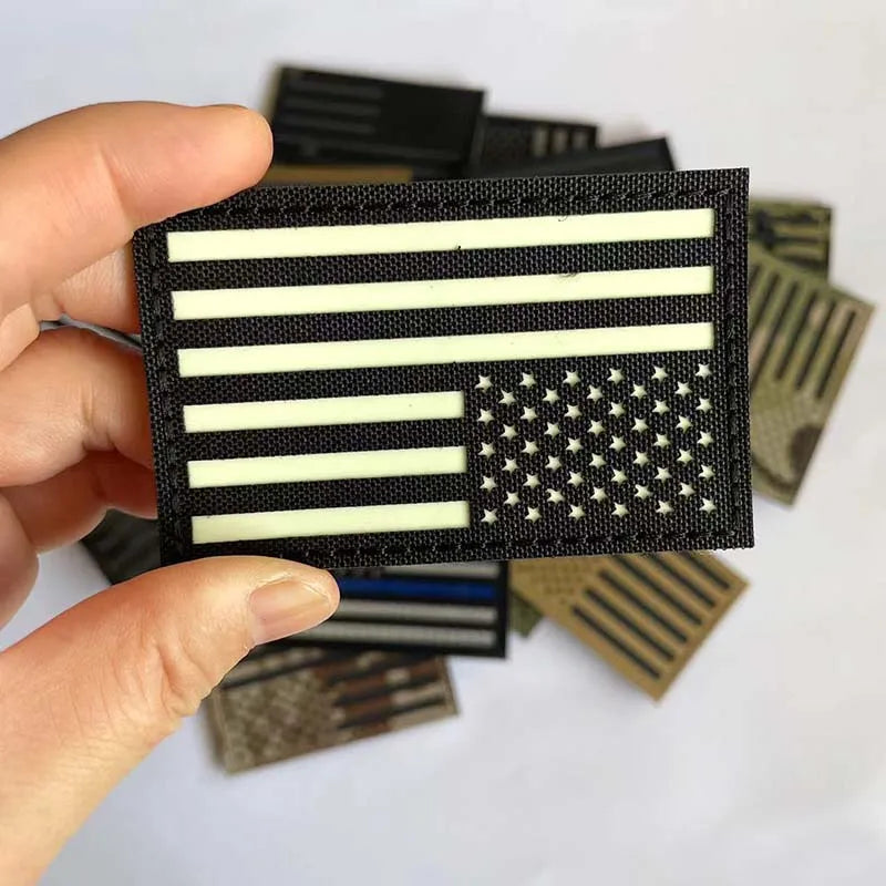 Reflective American Flag Tactical Patch with Glow-in-the-Dark Detail