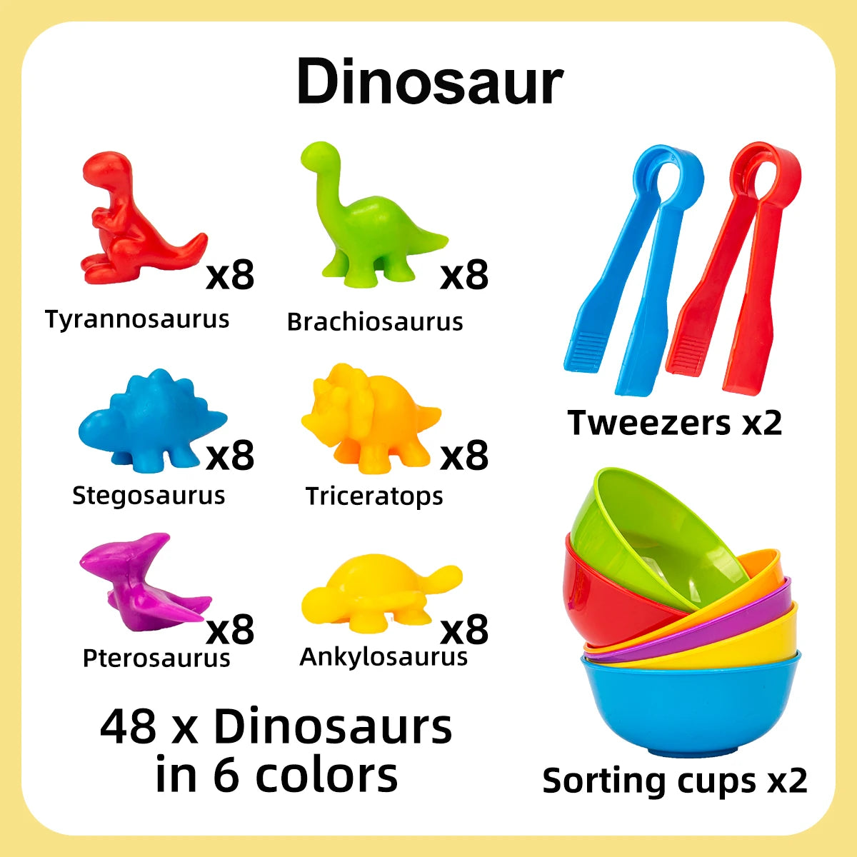 Dinosaur Counting and Sorting Toy Set for Toddlers