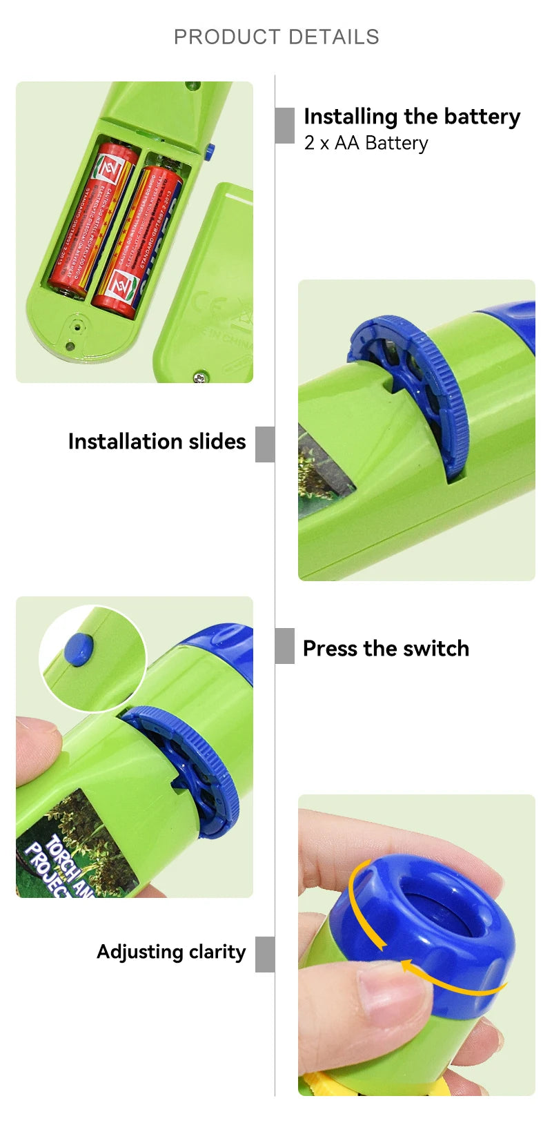 Kids' Story Projector Flashlight with Educational Patterns