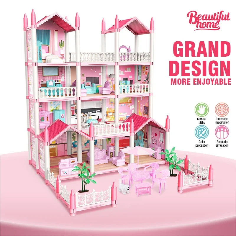 Dream Villa Dollhouse Playset with Furniture for Kids