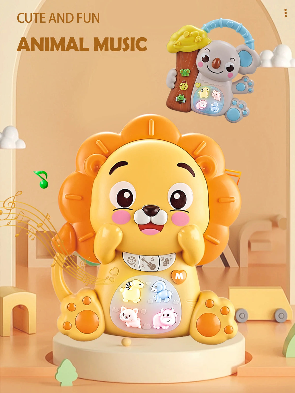 Colorful Animal Music Piano Keyboard for Kids with Lights and Sounds