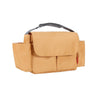 A tan fabric bottle and cup holder designed for strollers.