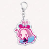 Acrylic keychain featuring a chibi-style pink and blue-haired character with large ears.
