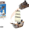 A set of 3D paper animal puzzles featuring a sailboat and a dinosaur, packaged in a box.