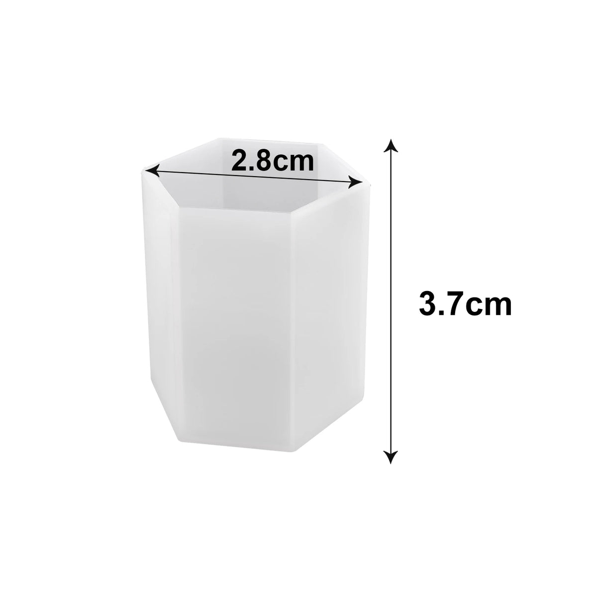 White geometric resin casting mold with dimensions 2.8cm by 3.7cm