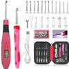 LED Lighted Crochet Hook Set with Interchangeable Heads and Built-in Stitch Counter