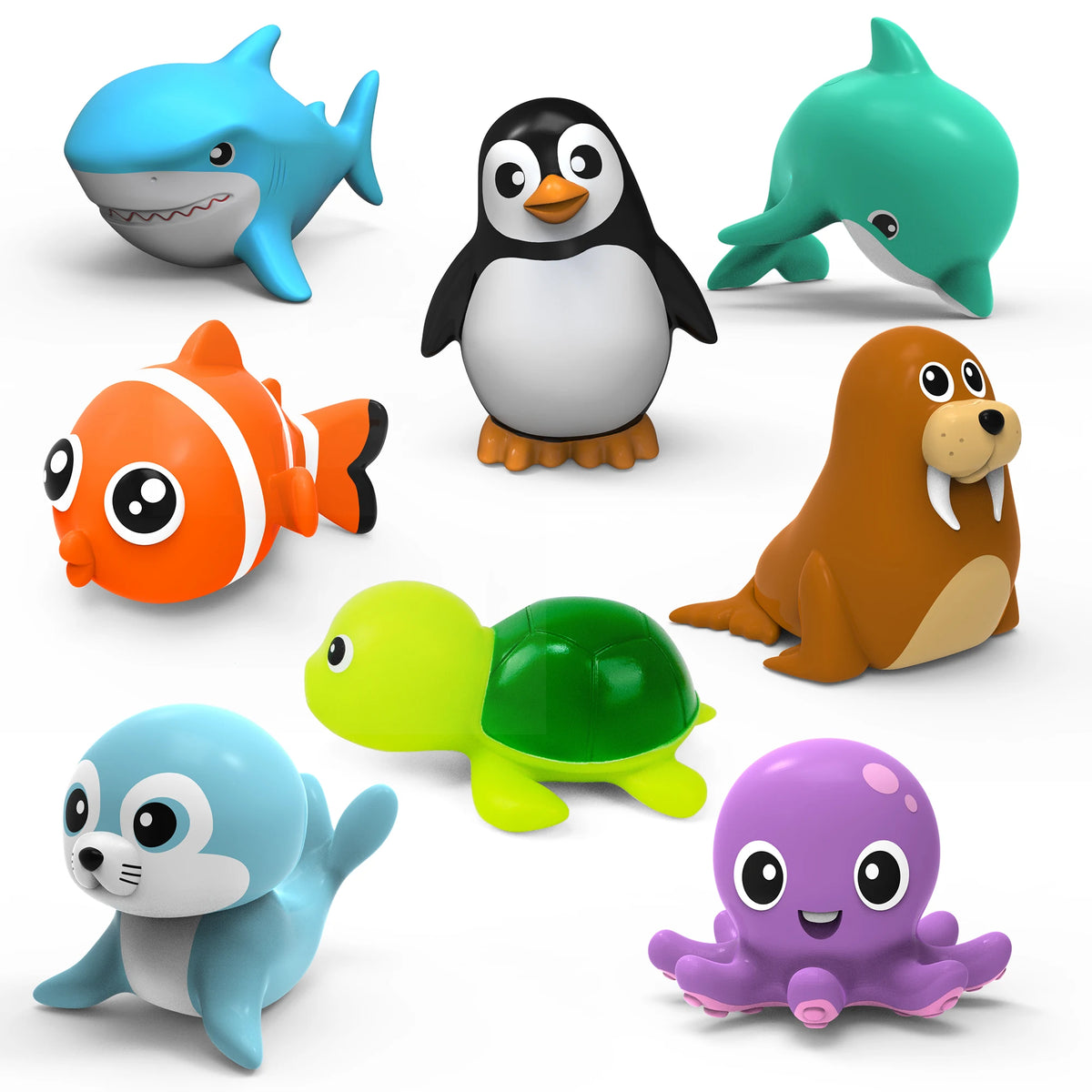 8-Piece Wind-Up Sea Animal Bath Toys Set