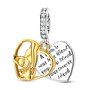 Silver-Plated Heart Charm Bead with Cubic Zirconia for Bracelets and DIY Jewelry