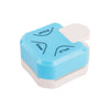 A light blue and white corner embosser and cutter kit with various millimeter markings.