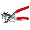 Alicates punzonadores de cuero plateado y rojo para manualidades y reparación