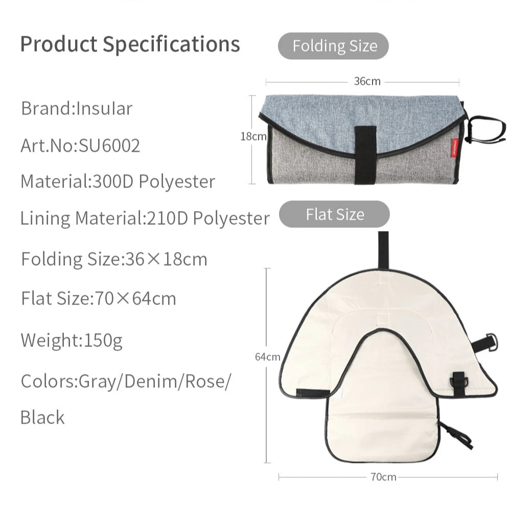 Portable Waterproof Baby Changing Pad with Storage Bag