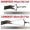 A black soft cowhide saxophone neck strap is shown, with dimensions ranging from 41cm to 55cm.