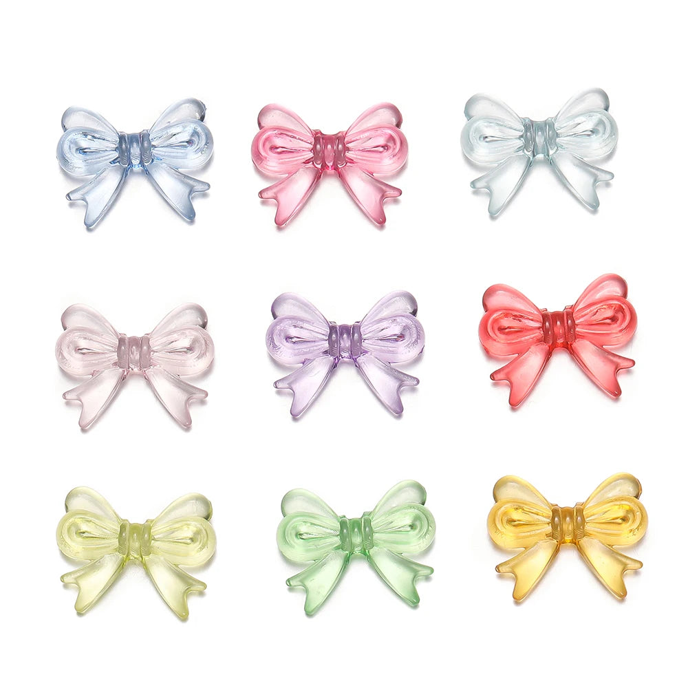 Multicolor Transparent Bow Acrylic Beads for DIY Jewelry Making