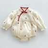Baby Girls Lace-Trim Cotton Romper with Floral Details