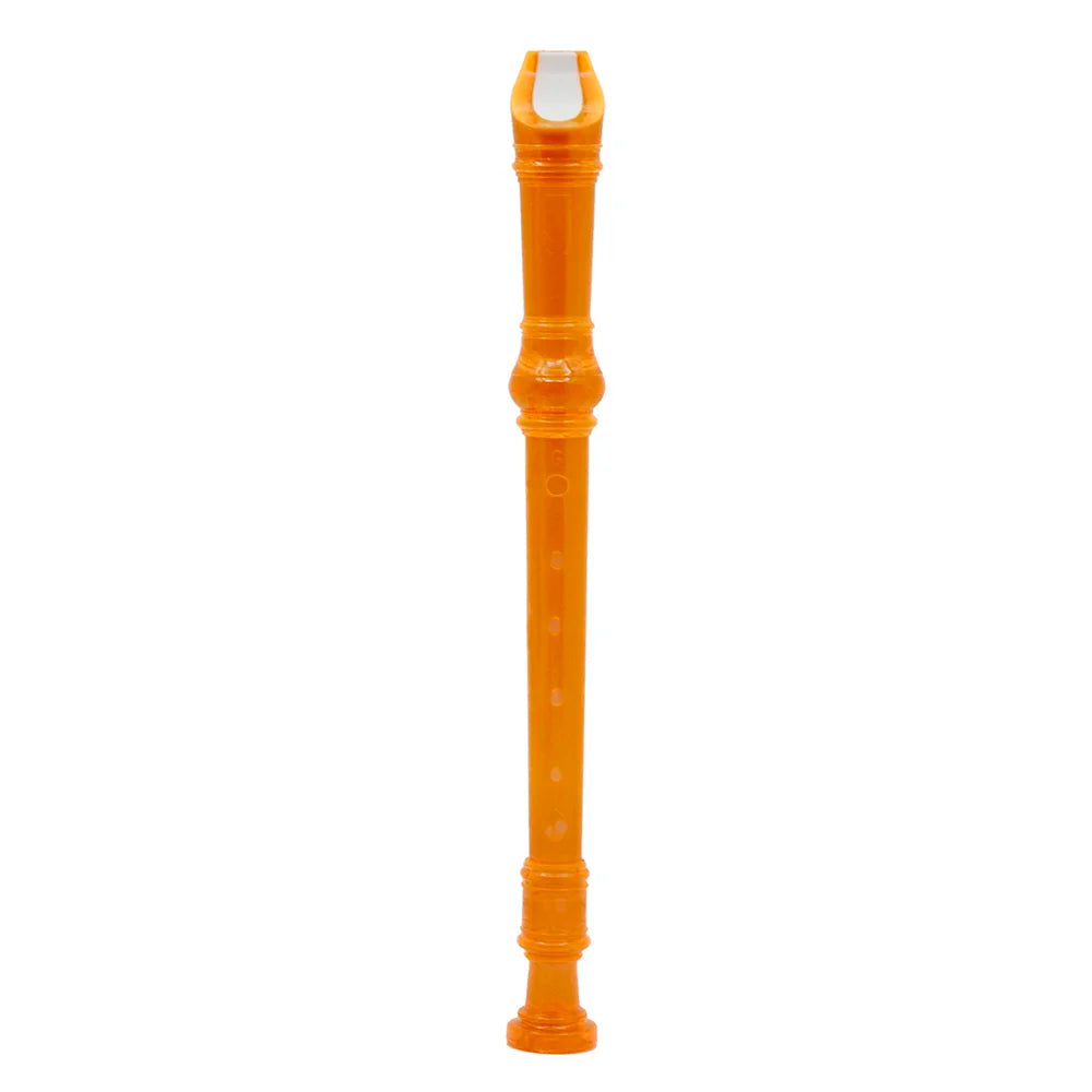 Orange transparent ABS recorder flute with an eight-hole design for beginners