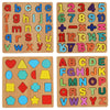 Wooden Alphabet & Number Shape Matching Puzzle Board