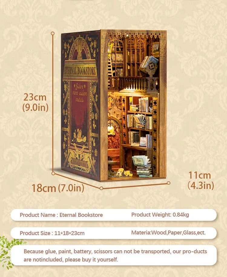 Eternal Bookstore DIY Book Nook Kit with LED Lighting