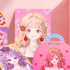 A pink-themed makeup and art set featuring a cute anime girl character with long blonde hair.