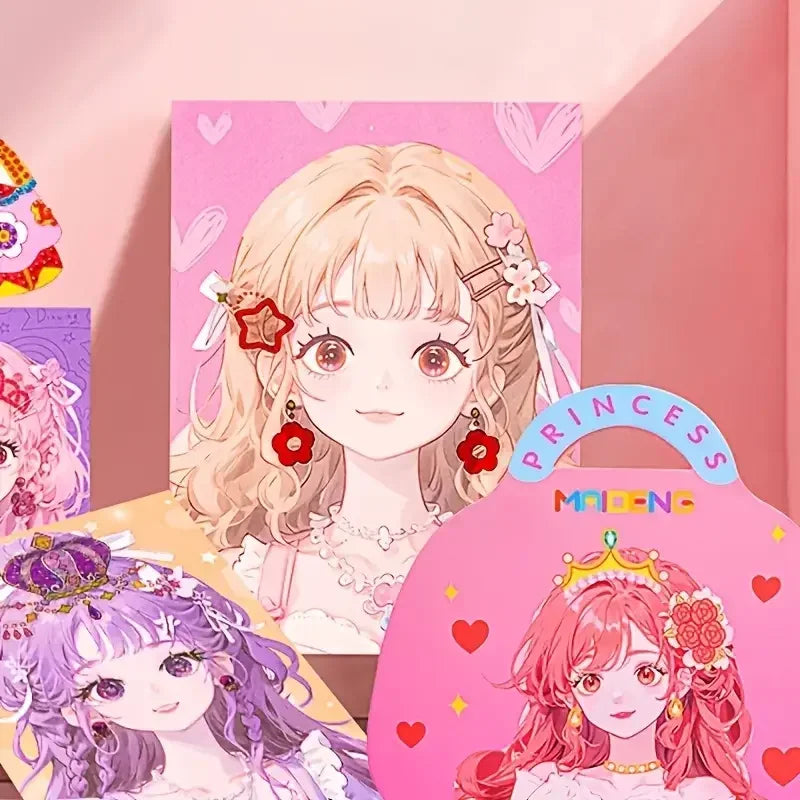 A pink-themed makeup and art set featuring a cute anime girl character with long blonde hair.