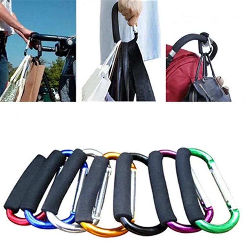 Heavy-Duty Aluminum Carabiner Stroller Hooks for Bags and Purses