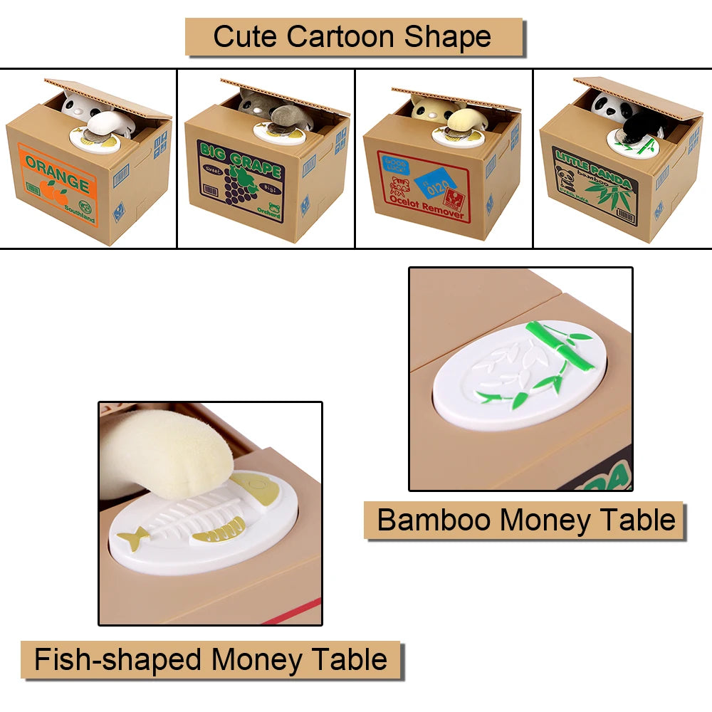 Interactive Panda & Cat Coin Bank – Automatic Money Saving Box