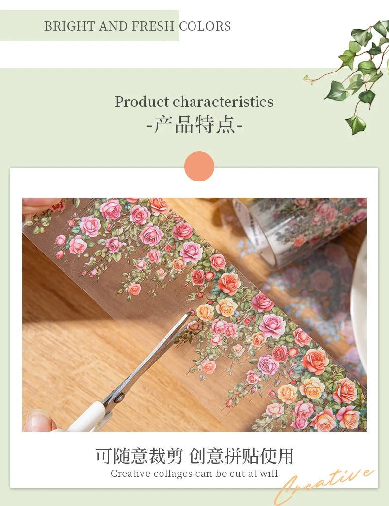 Fresh Vine-themed PET Decorative Tape Roll for Journaling & Crafting