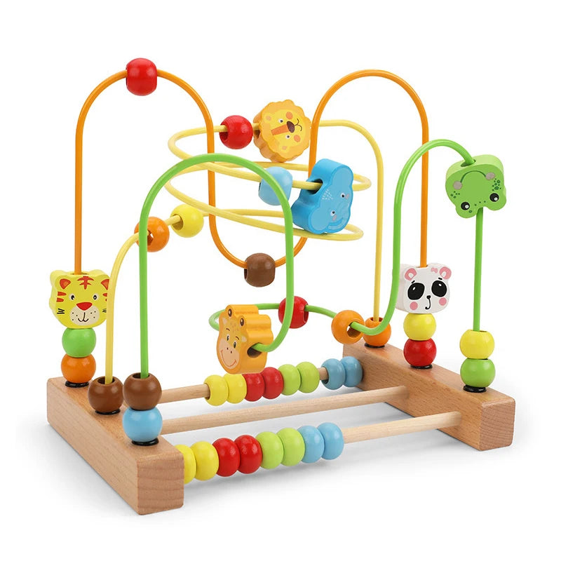Wooden Bead Maze Roller Coaster Toy for Toddlers